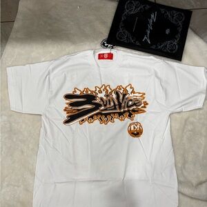 White and Orange Graphic Tee